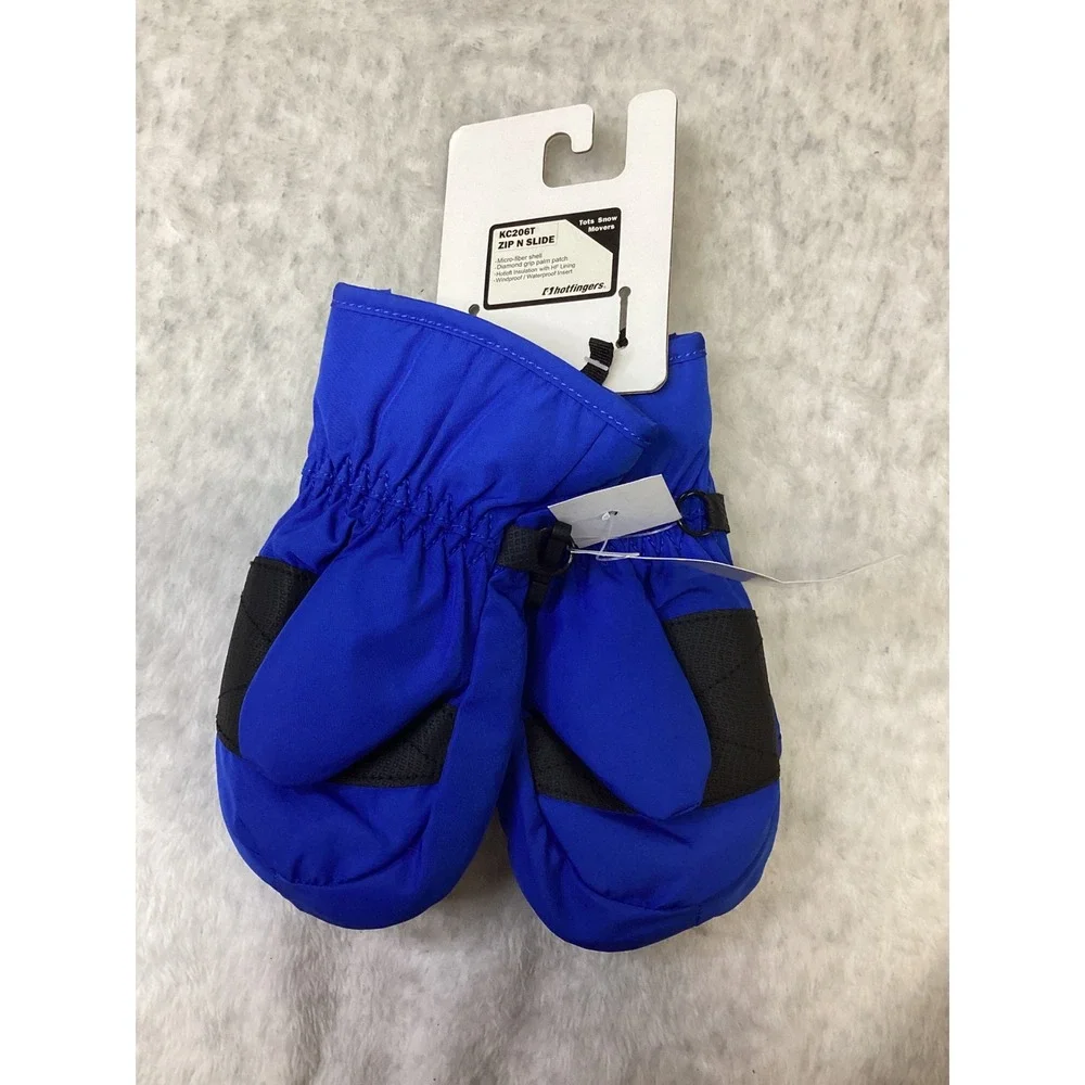 Hotfingers Zip N Slide Blue Toddler Mittens KC206T Size M 3-4 Waterproof New